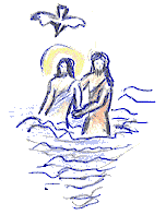 Drawing: John the baptist with Jesus