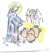 Drawing: Jesus and the wedding at Cana