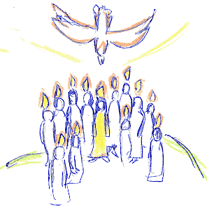 Drawing: the Whitsun event - Pentecost